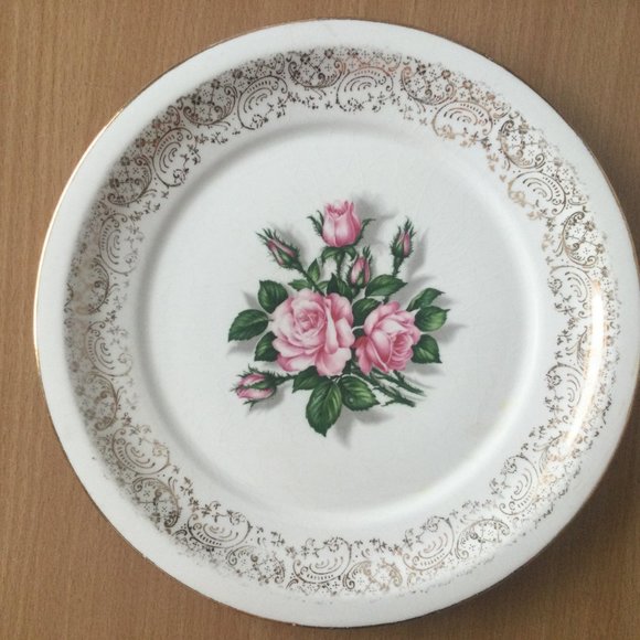 3 dinner plates bundle wood & son, Georgian china, Kathie Winkle rose 22k gold - Picture 4 of 7